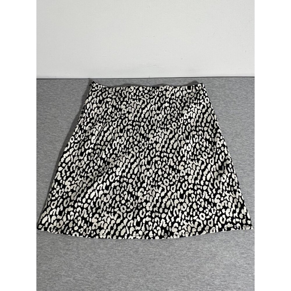 Princess Polly Skirt Womens 8 Black White Kyoto Mini Animal Print Satin Zip New - Picture 6 of 10
